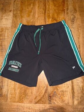 Fabletics Men’s Black Athletic Shorts with Teal Trim